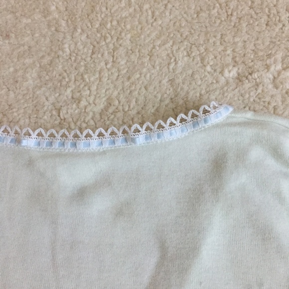 Vintage Floral Embroidered Knit Cardigan ThreeQuarter Sleeve Light Blue Sz Small - Picture 12 of 13